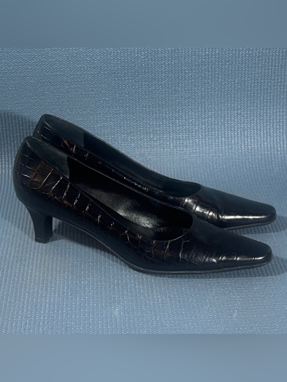 Salvatore Ferragamo Dali Expresso Women’s Croc Print Heel Shoe Size 10 3A